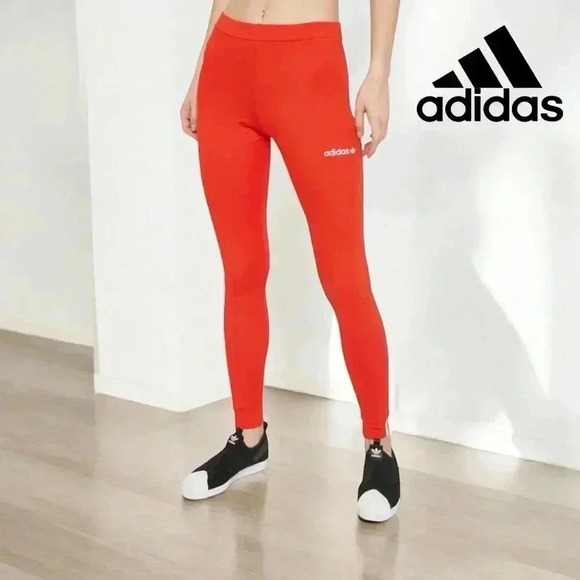 NWOT Adidas, Elastic Waistband Skinny Fit Tights, Small, Orange 🏃‍♀️‍➡️ - Picture 1 of 9